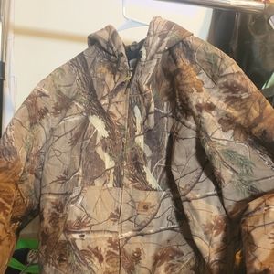 CARHARTT CAMO ZIP UP CANVAS JACKET SIZE L